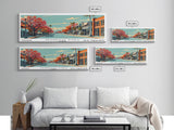 Pembroke Pines Florida Panoramic Wall Art, Mid Century Modern Framed Canvas Print, Retro Pop Art Travel Poster, Office Decor, Living Room Art