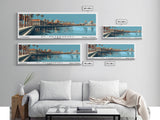 St. Petersburg Florida Panoramic Painting, Mid Century Modern Framed Canvas Print, Retro Pop Art Travel Poster, Cityscape, Home Decor, Office Wall Art