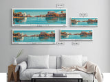 Tallahassee Florida Panoramic Painting, Mid Century Modern Framed Canvas Print, Retro Pop Art Travel Poster, Cityscape, Home Decor, Office Wall Art