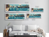 Tampa Florida Panoramic Wall Art, Mid Century Modern Framed Canvas Print, Retro Pop Art Cityscape, Travel Poster, Living Room Decor