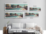 Wichita Kansas Panoramic Wall Art, Mid Century Modern Framed Canvas Print, Retro Pop Art Travel Poster, Cityscape Decor, Office Wall Art