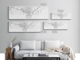 Panoramic Durham City Map, North Carolina Art, Map Print, Minimalist Wall Art, Canvas Art, Housewarming Gift, Street Map Art, Closing Gift