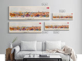 Aarhus Denmark Panoramic Travel Poster, Framed Canvas Print or Metal Wall Art, Travel Art, Home Decor, Panoramic Painting, Midcentury Art