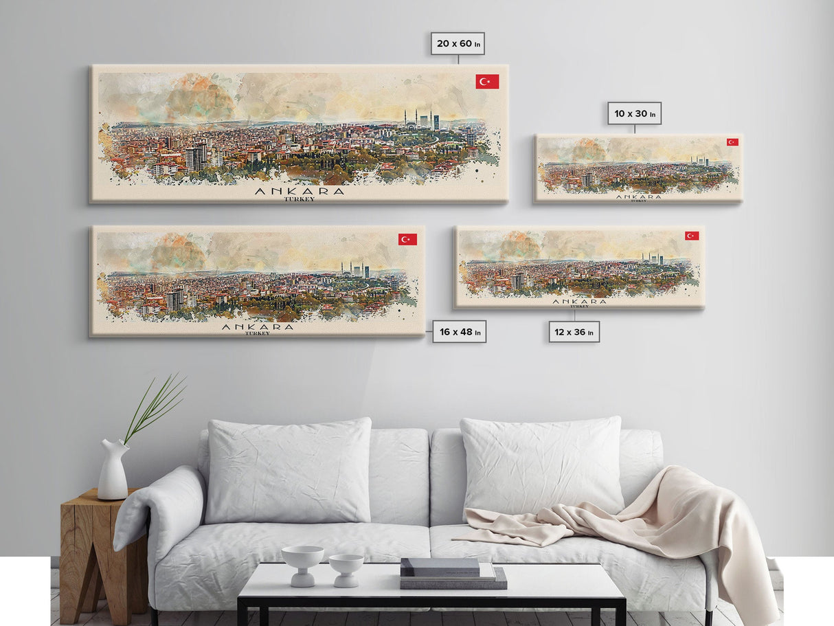 Ankara Turkey Travel Print Wall Art, Panoramic City Art, Travel Art, Wall Decor, Vacation Gift, Framed Canvas Print Or Metal Art