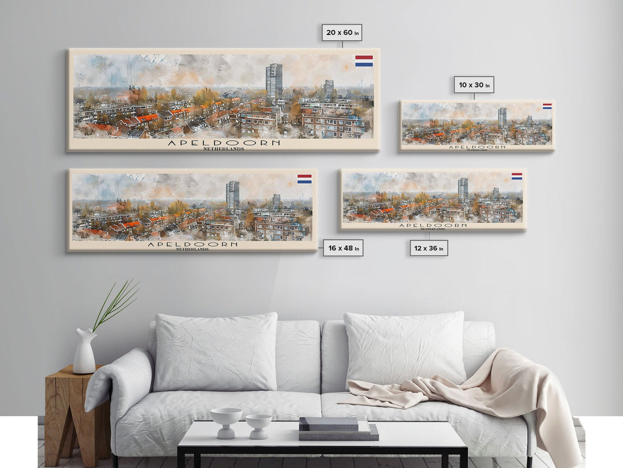 Apeldoorn Netherlands Travel Print Wall Art, Panoramic City Art, Travel Art, Wall Decor, Vacation Gift, Framed Canvas Print Or Metal Art