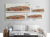 Perugia Italy Panoramic Travel Poster, Framed Canvas Print or Metal Wall Art, Travel Art, Home Decor, Panoramic Painting, Midcentury Art