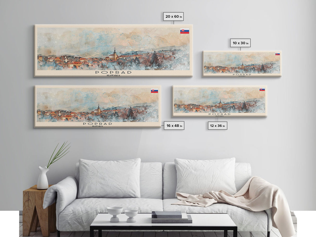 Poprad Slovakia Travel Print Wall Art, Panoramic City Art, Travel Art, Wall Decor, Vacation Gift, Framed Canvas Print Or Metal Art