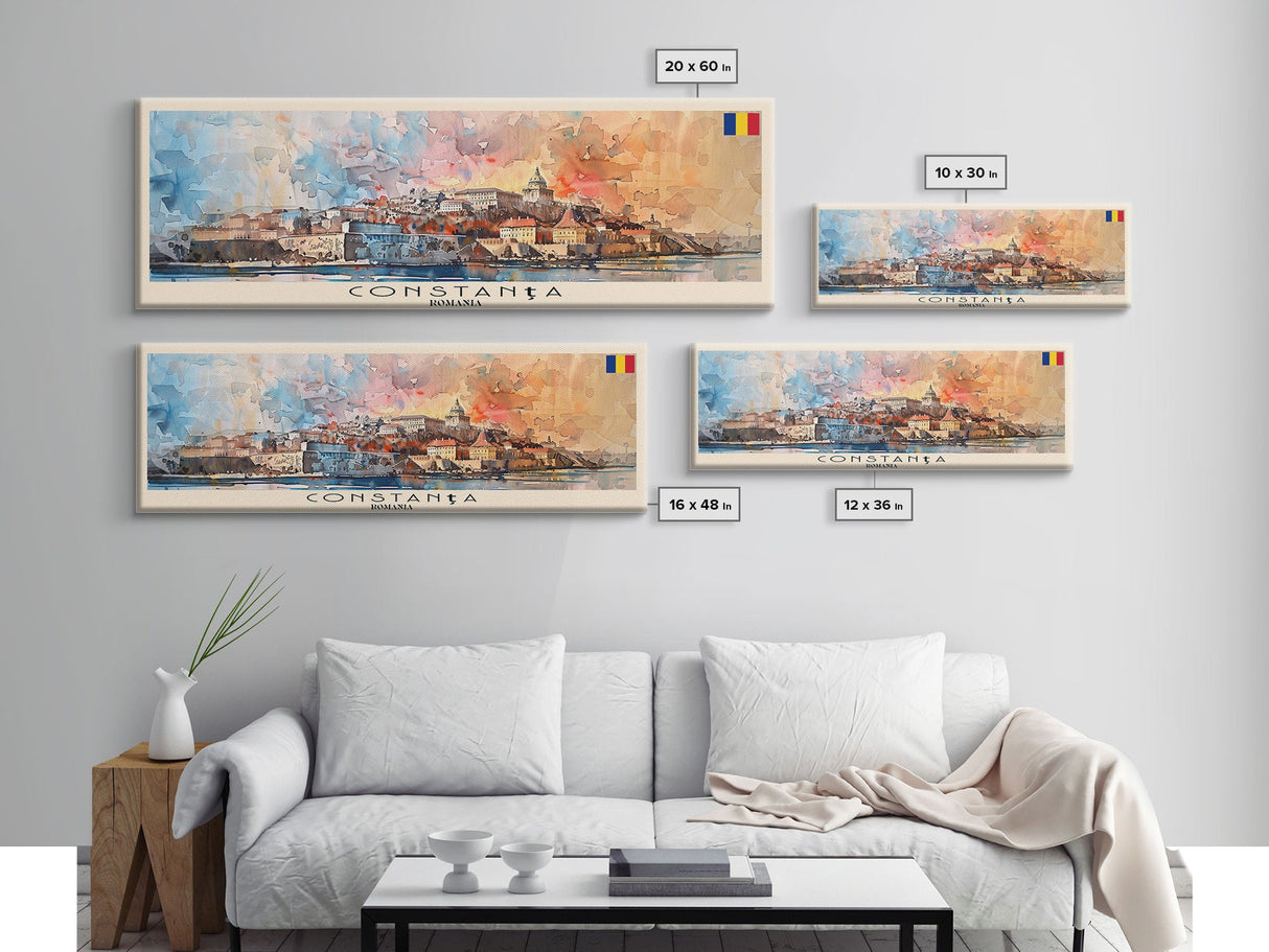 Constana Romania Wall Art, Panoramic Travel Poster, Panoramic Framed Canvas Print, City Wall Art, Wall Hanging Home Decor, Travel Art