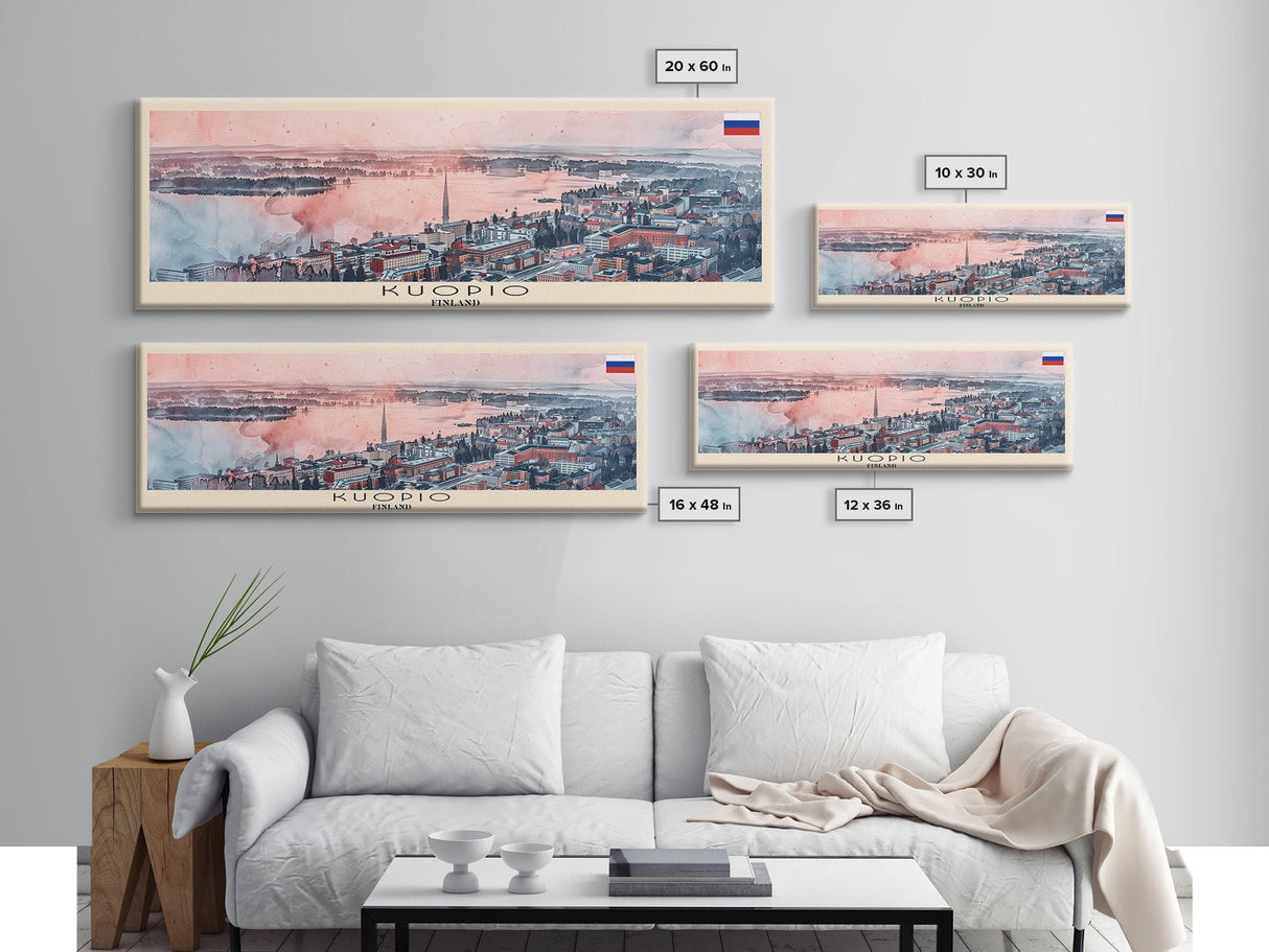 Kuopio Finland Wall Art, Panoramic Travel Poster, Panoramic Framed Canvas Print, City Wall Art, Wall Hanging Home Decor, Travel Art