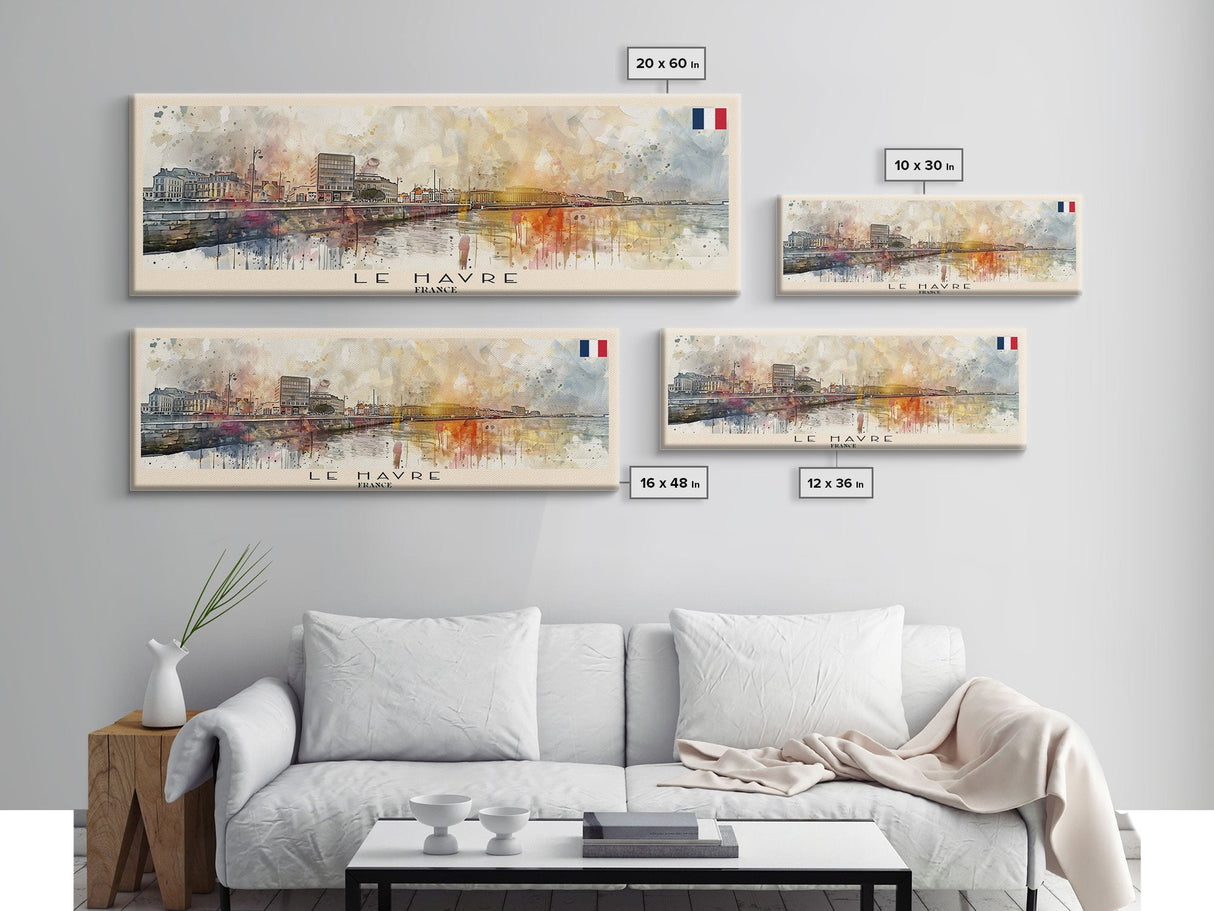 Le Havre France Travel Art, City Art, Framed Canvas Print or Metal Wall Art, Europe Travel Poster, Panoramic Wall Art, Extra Wide Wall Art