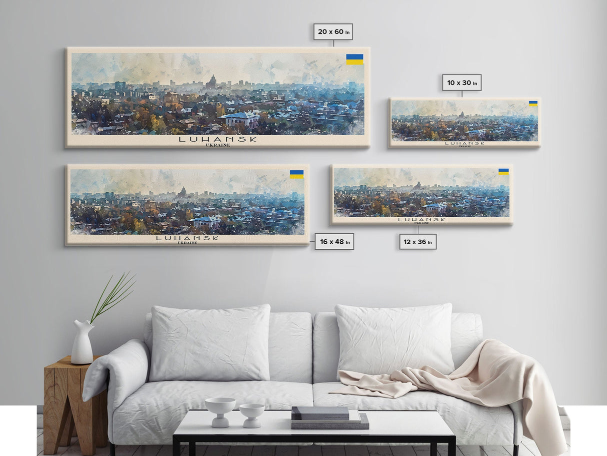 Luhansk Ukraine Wall Art, Panoramic Travel Poster, Panoramic Framed Canvas Print, City Wall Art, Wall Hanging Home Decor, Travel Art