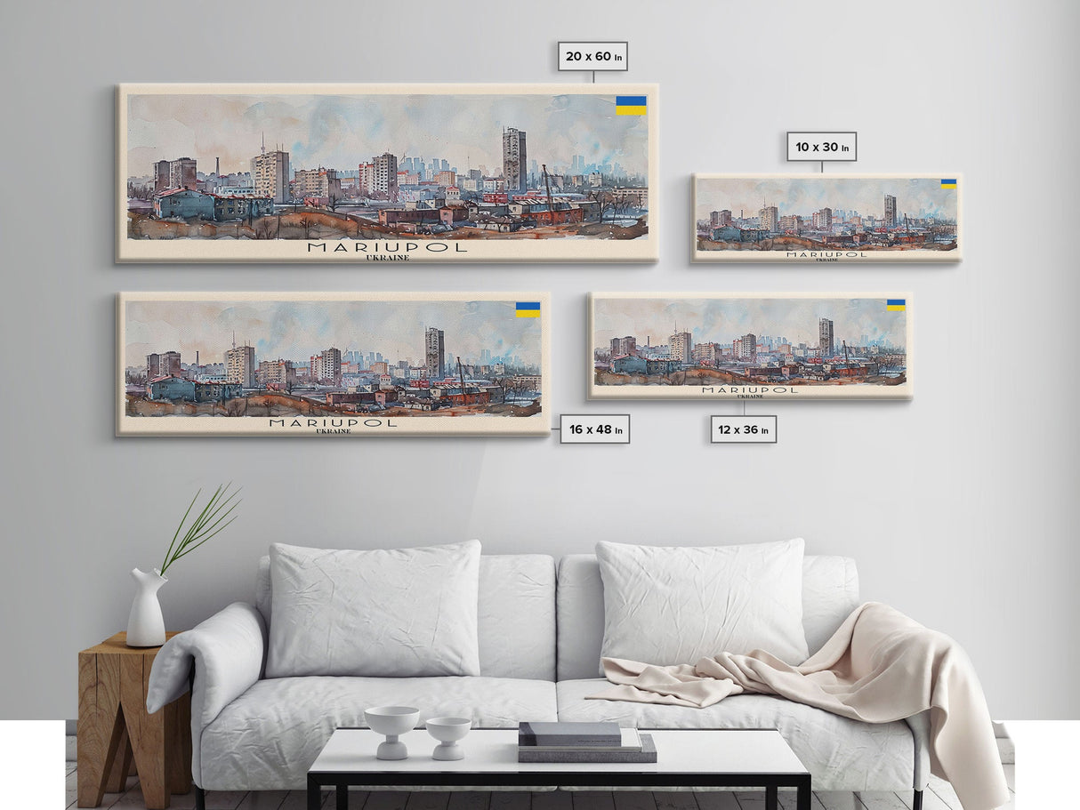 Mariupol Ukraine Wall Art, Panoramic Travel Poster, Panoramic Framed Canvas Print, City Wall Art, Wall Hanging Home Decor, Travel Art