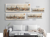 Mons Belgium Panoramic Travel Poster, Framed Canvas Print or Metal Wall Art, Travel Art, Home Decor, Panoramic Painting, Midcentury Art