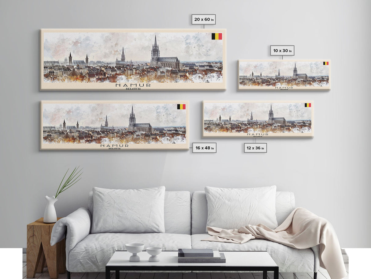 Namur Belgium Wall Art, Panoramic Travel Poster, Panoramic Framed Canvas Print, City Wall Art, Wall Hanging Home Decor, Travel Art