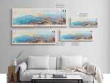 Napoles Italy Travel Art, City Art, Framed Canvas Print or Metal Wall Art, Europe Travel Poster, Panoramic Wall Art, Extra Wide Wall Art