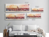 Norwich United Kingdom Panoramic Travel Poster, Framed Canvas Print or Metal Wall Art, Travel Art, Home Decor, Panoramic Painting, Midcentury Art