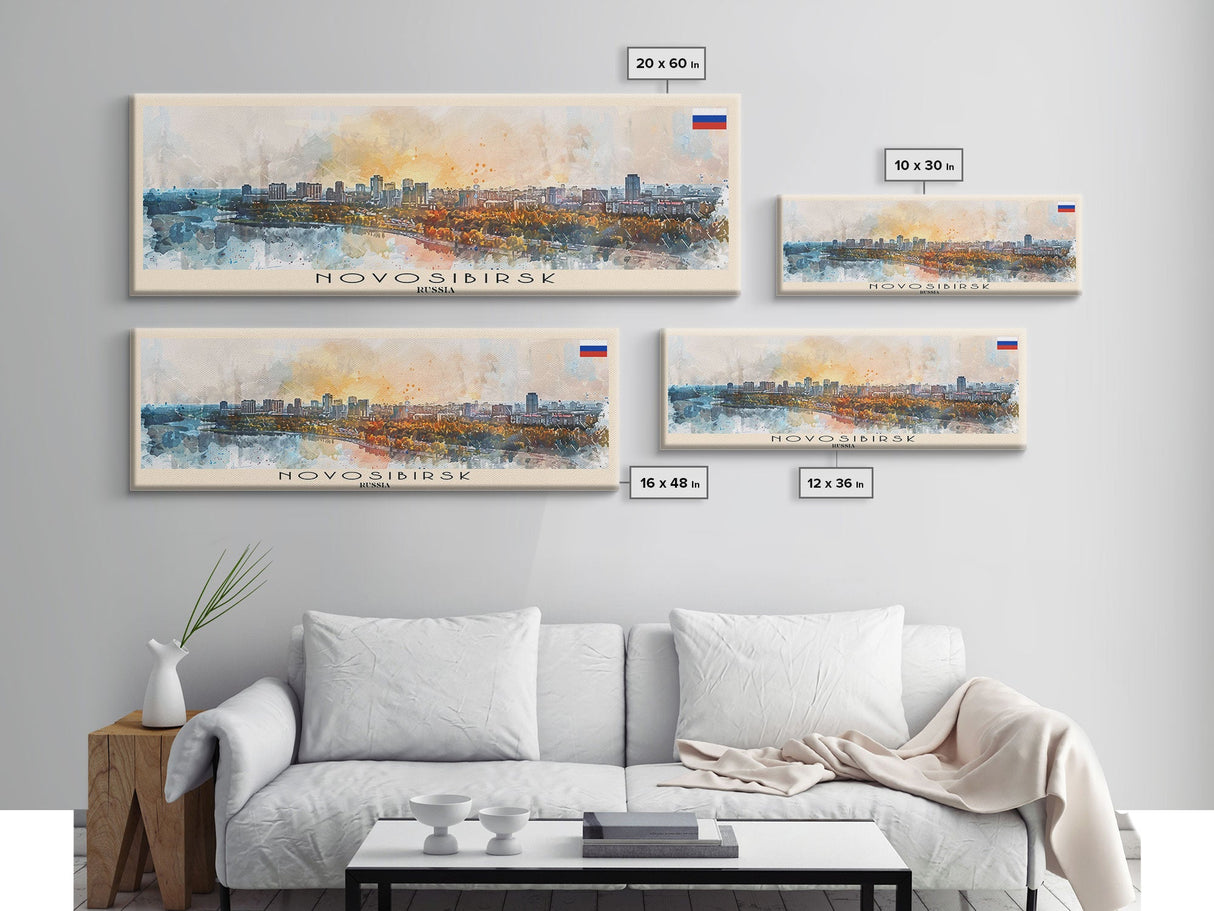 Novosibirsk Russia Travel Print Wall Art, Panoramic City Art, Travel Art, Wall Decor, Vacation Gift, Framed Canvas Print Or Metal Art