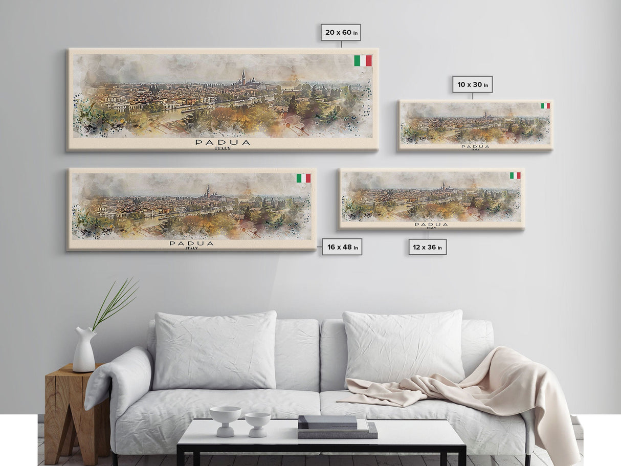 Padua Italy Wall Art, Panoramic Travel Poster, Panoramic Framed Canvas Print, City Wall Art, Wall Hanging Home Decor, Travel Art