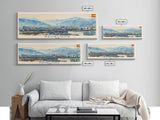 Pamplona Spain Panoramic Travel Poster, Framed Canvas Print or Metal Wall Art, Travel Art, Home Decor, Panoramic Painting, Midcentury Art