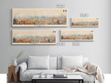 Prato Italy Panoramic Travel Poster, Framed Canvas Print or Metal Wall Art, Travel Art, Home Decor, Panoramic Painting, Midcentury Art