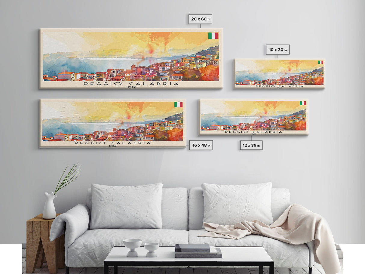 Reggio Calabria Italy Wall Art, Panoramic Travel Poster, Panoramic Framed Canvas Print, City Wall Art, Wall Hanging Home Decor, Travel Art