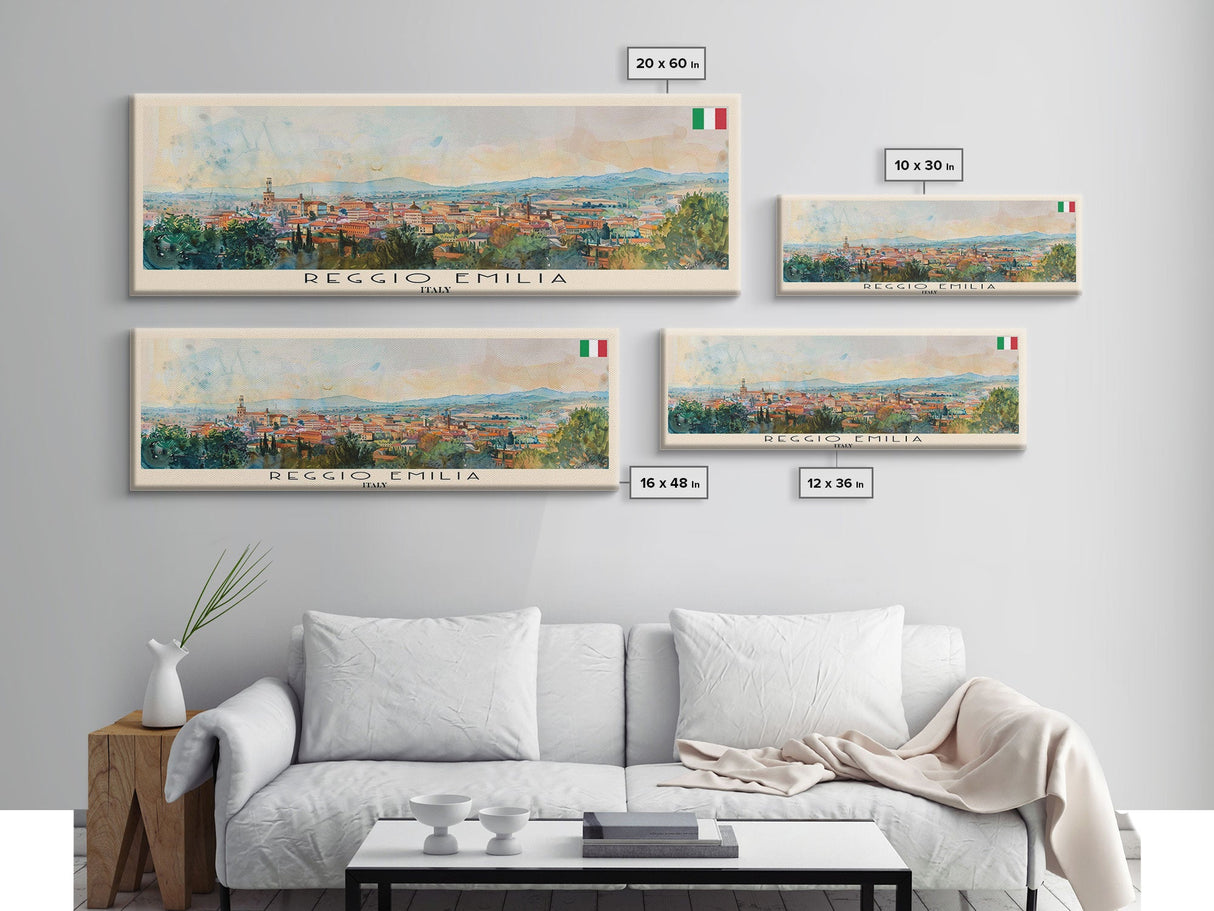 Reggio Emilia Italy Travel Print Wall Art, Panoramic City Art, Travel Art, Wall Decor, Vacation Gift, Framed Canvas Print Or Metal Art