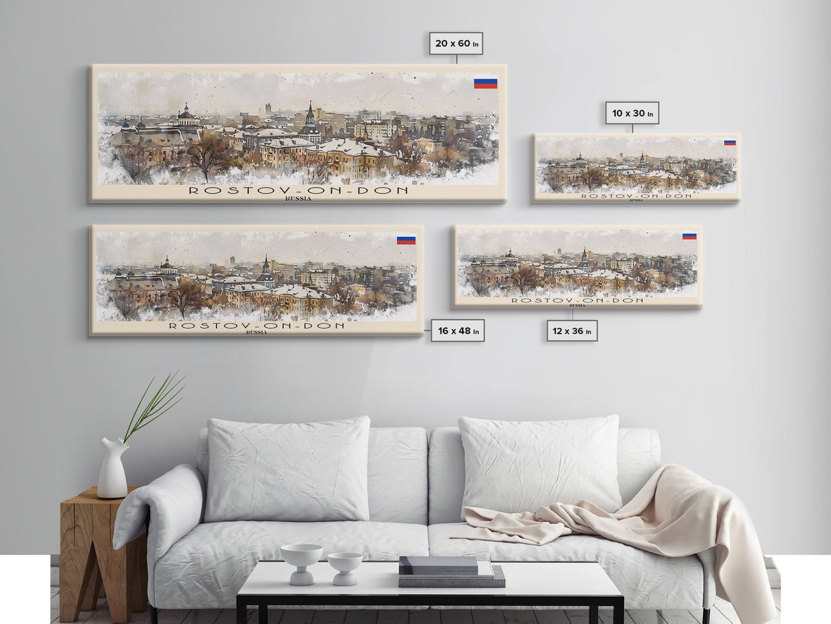 Rostov on Don Russia Panoramic Travel Poster, Framed Canvas Print or Metal Wall Art, Travel Art, Home Decor, Panoramic Painting, Midcentury Art