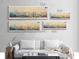 Saint Etienne France Panoramic Travel Poster, Framed Canvas Print or Metal Wall Art, Travel Art, Home Decor, Panoramic Painting, Midcentury Art