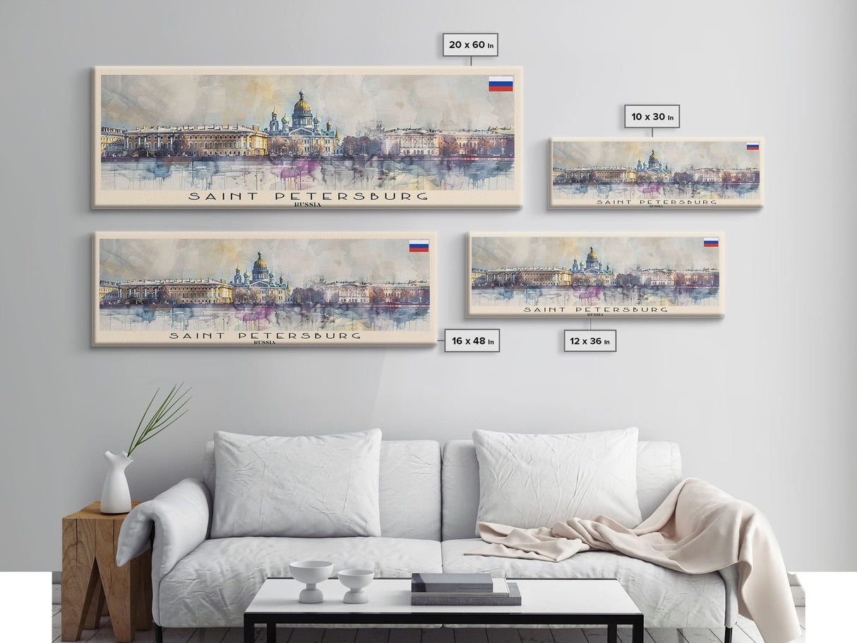 Saint Petersburg Russia Wall Art, Panoramic Travel Poster, Panoramic Framed Canvas Print, City Wall Art, Wall Hanging Home Decor, Travel Art