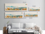 Salerno Italy Travel Art, City Art, Framed Canvas Print or Metal Wall Art, Europe Travel Poster, Panoramic Wall Art, Extra Wide Wall Art