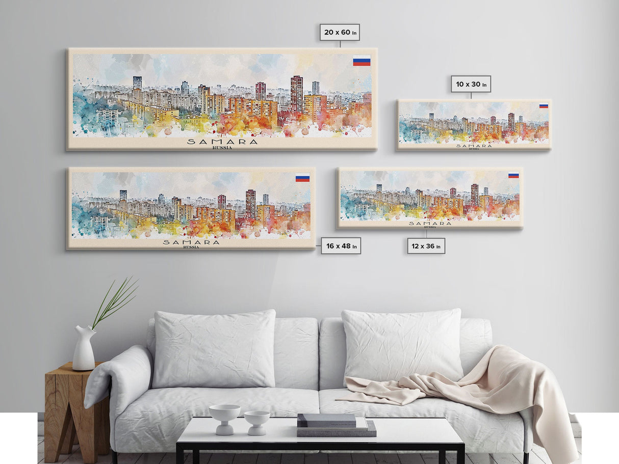 Samara Russia Wall Art, Panoramic Travel Poster, Panoramic Framed Canvas Print, City Wall Art, Wall Hanging Home Decor, Travel Art