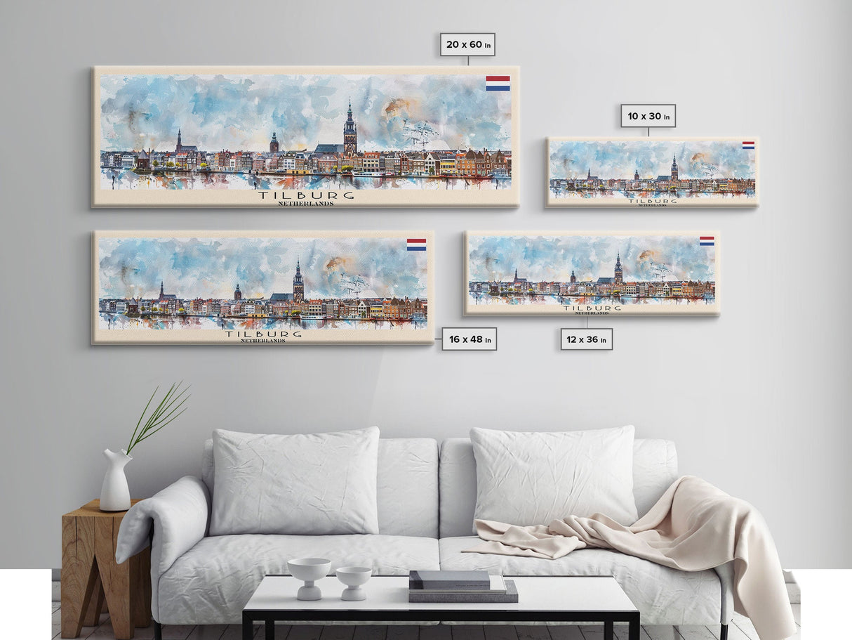 Tilburg Netherlands Wall Art, Panoramic Travel Poster, Panoramic Framed Canvas Print, City Wall Art, Wall Hanging Home Decor, Travel Art