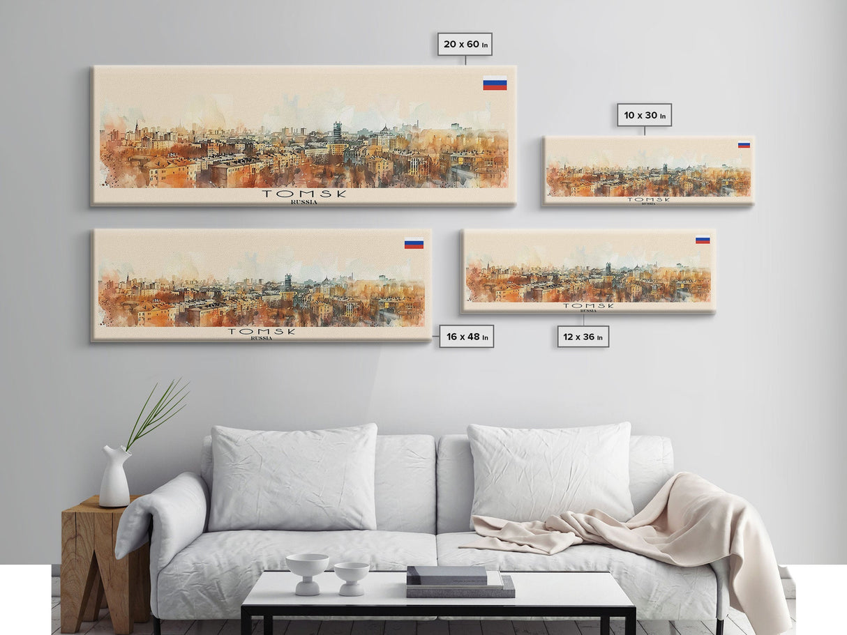 Tomsk Russia Wall Art, Panoramic Travel Poster, Panoramic Framed Canvas Print, City Wall Art, Wall Hanging Home Decor, Travel Art