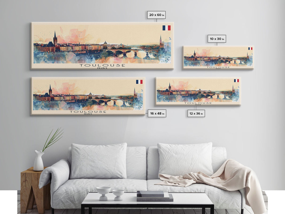 Toulouse France Wall Art, Panoramic Travel Poster, Panoramic Framed Canvas Print, City Wall Art, Wall Hanging Home Decor, Travel Art