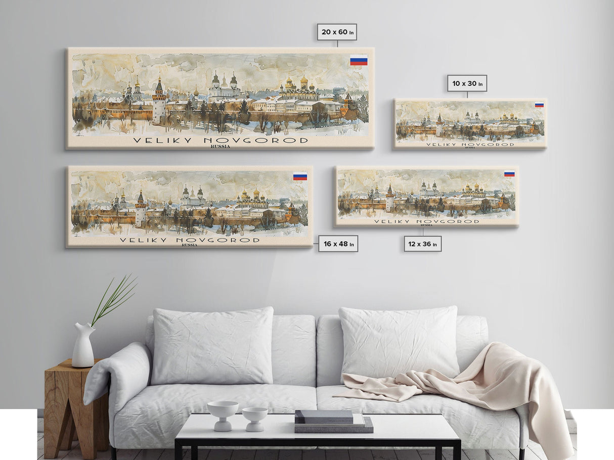 Veliky Novgorod Russia Wall Art, Panoramic Travel Poster, Panoramic Framed Canvas Print, City Wall Art, Wall Hanging Home Decor, Travel Art