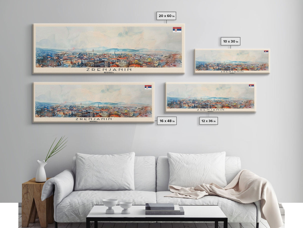 Zrenjanin Serbia Wall Art, Panoramic Travel Poster, Panoramic Framed Canvas Print, City Wall Art, Wall Hanging Home Decor, Travel Art