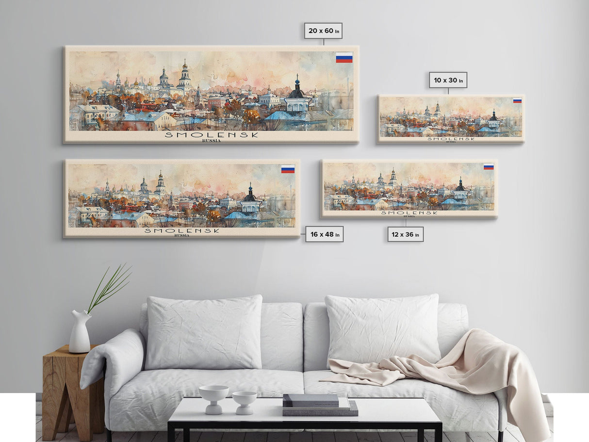 Smolensk Russia Travel Art, City Art, Framed Canvas Print or Metal Wall Art, Europe Travel Poster, Panoramic Wall Art, Extra Wide Wall Art