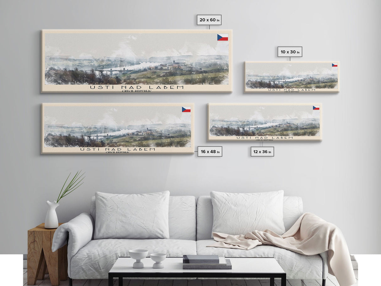 ÚstÍ nad Labem Czech Republic Wall Art, Panoramic Travel Poster, Panoramic Framed Canvas Print, City Wall Art, Wall Hanging Home Decor, Travel Art