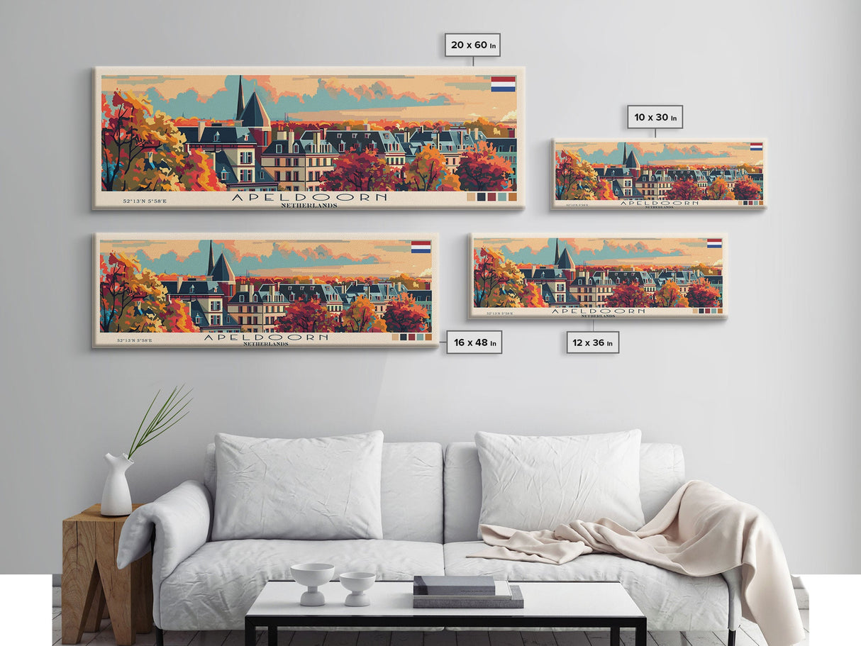 Apeldoorn Netherlands Travel Print Wall Art, Panoramic City Art, Travel Art, Wall Decor, Vacation Gift, Framed Canvas Print Or Metal Art