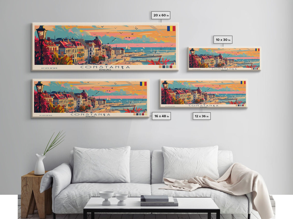 Constana Romania Wall Art, Panoramic Travel Poster, Panoramic Framed Canvas Print, City Wall Art, Wall Hanging Home Decor, Travel Art