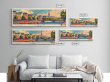 Dublin Ireland Panoramic Travel Poster, Framed Canvas Print or Metal Wall Art, Travel Art, Home Decor, Panoramic Painting, Midcentury Art