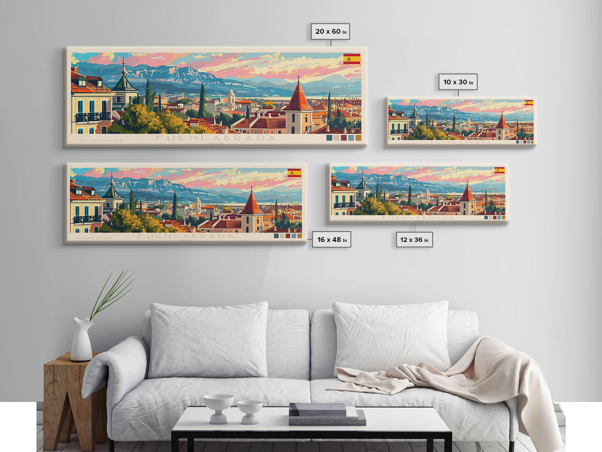 Fuenlabrada Spain Wall Art, Panoramic Travel Poster, Panoramic Framed Canvas Print, City Wall Art, Wall Hanging Home Decor, Travel Art