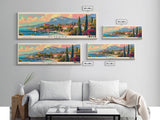 Glyfada Greece Wall Art, Panoramic Travel Poster, Panoramic Framed Canvas Print, City Wall Art, Wall Hanging Home Decor, Travel Art