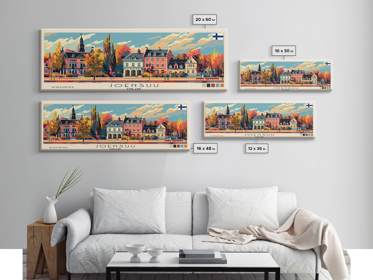 Joensuu Finland Wall Art, Panoramic Travel Poster, Panoramic Framed Canvas Print, City Wall Art, Wall Hanging Home Decor, Travel Art