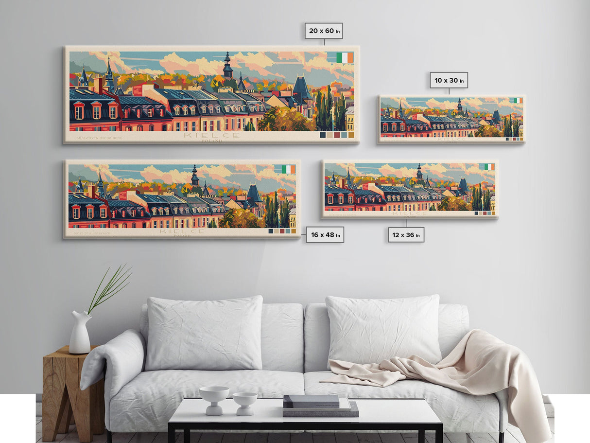 Kielce Poland Wall Art, Panoramic Travel Poster, Panoramic Framed Canvas Print, City Wall Art, Wall Hanging Home Decor, Travel Art