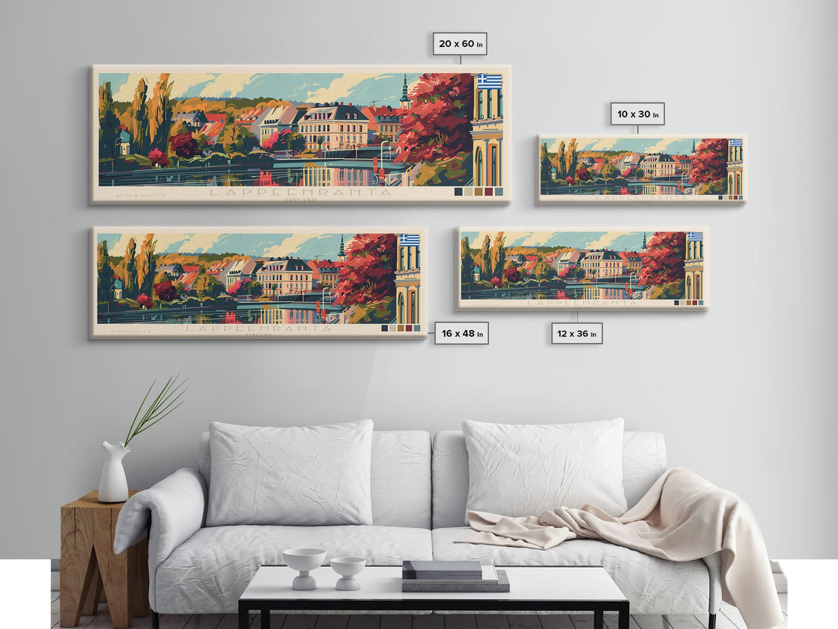 Lappeenranta Finland Wall Art, Panoramic Travel Poster, Panoramic Framed Canvas Print, City Wall Art, Wall Hanging Home Decor, Travel Art