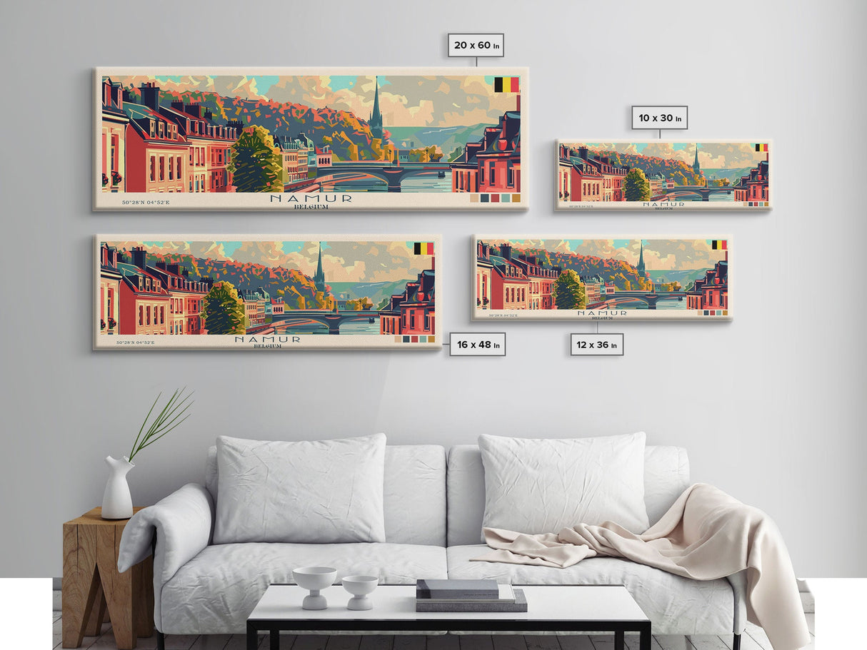 Namur Belgium Wall Art, Panoramic Travel Poster, Panoramic Framed Canvas Print, City Wall Art, Wall Hanging Home Decor, Travel Art