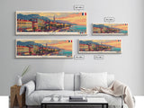 Nice France Travel Art, City Art, Framed Canvas Print or Metal Wall Art, Europe Travel Poster, Panoramic Wall Art, Extra Wide Wall Art