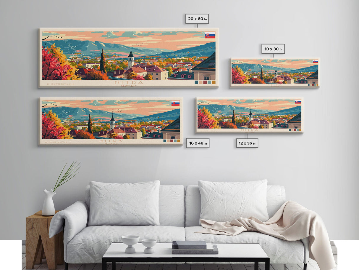 Nitra Slovakia Wall Art, Panoramic Travel Poster, Panoramic Framed Canvas Print, City Wall Art, Wall Hanging Home Decor, Travel Art