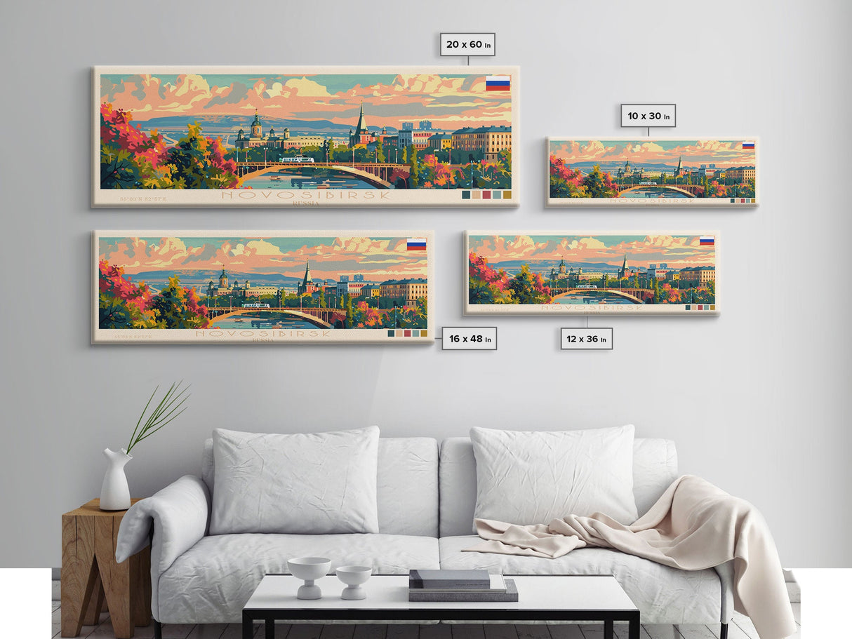 Novosibirsk Russia Travel Print Wall Art, Panoramic City Art, Travel Art, Wall Decor, Vacation Gift, Framed Canvas Print Or Metal Art